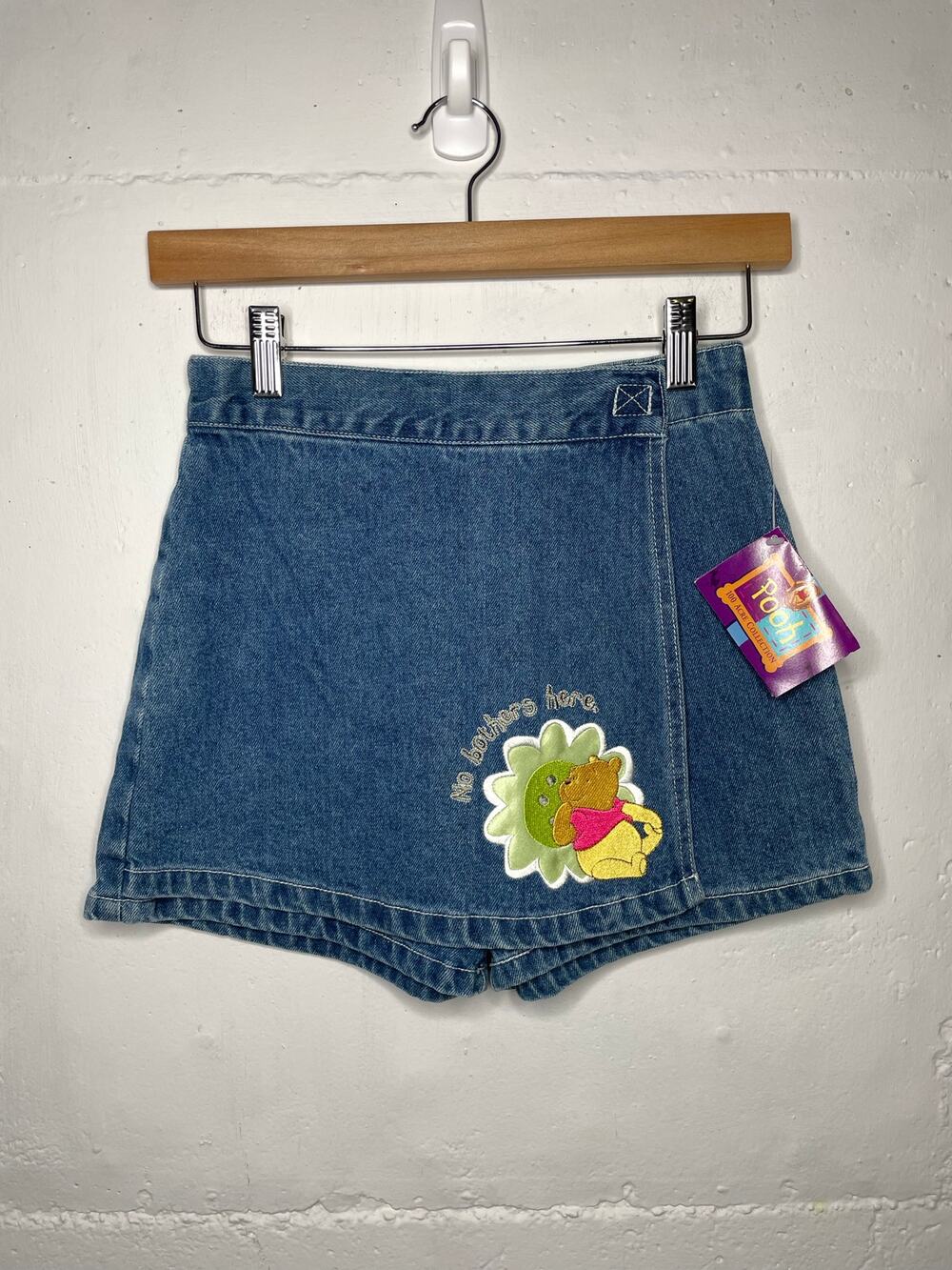NEW Vintage Pooh Bear Denim Skort Girls Size 10 No Bothers Here Embroidered